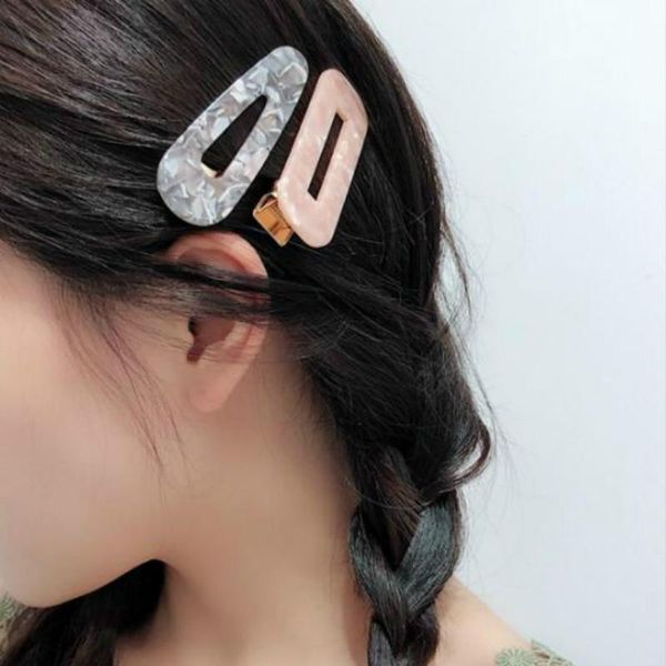

hair clips & barrettes fashion for women resin clip vintage marble pattern hairpins simple girl geometric duckbill barrette accessories, Golden;silver