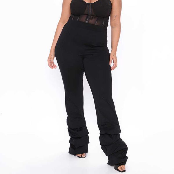 

women's pants & capris solid color stacked slim fashion casual women clothes spring high waist womens leg em7n, Black;white