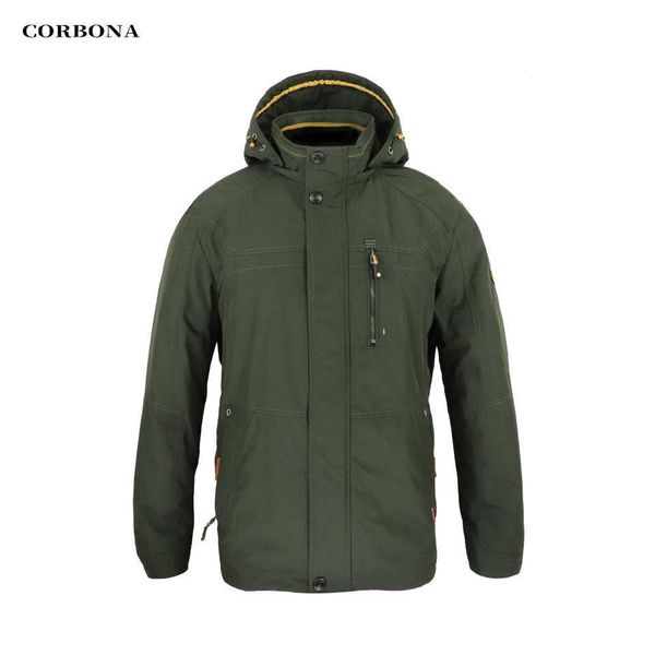 

corbona style autumn mens jacket windproof outdoor detachable hat 100% cotton lining high collar business casual coat 211013, Black;brown