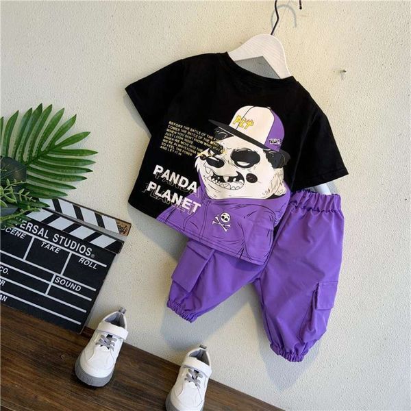 

boys' summer suit style fashion baby clothes korean version handsome short sleeve two piece set, White