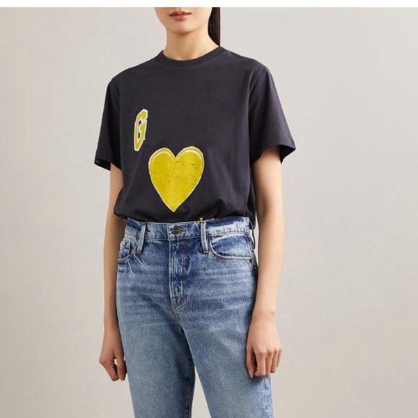 

summer color contrast letter printing fashion retro casual wild love round neck short-sleeved t-shirt women's, White