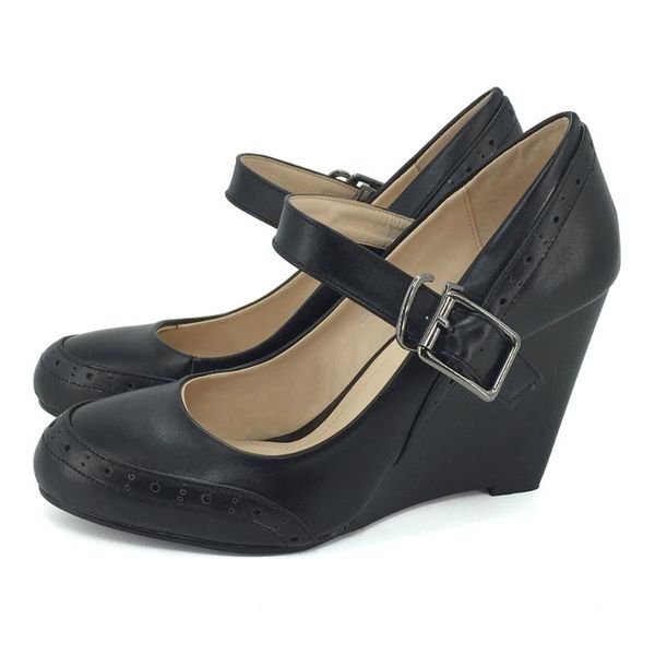 

dress shoes high heel summer buckle 2021 pump women wedgs ladies, Black