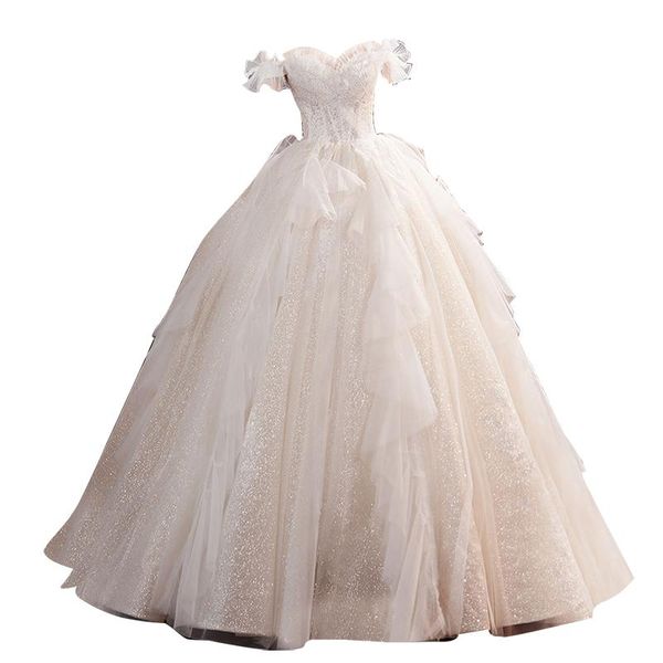 

rain wear princess dress wedding off-shoulder bridal starlight