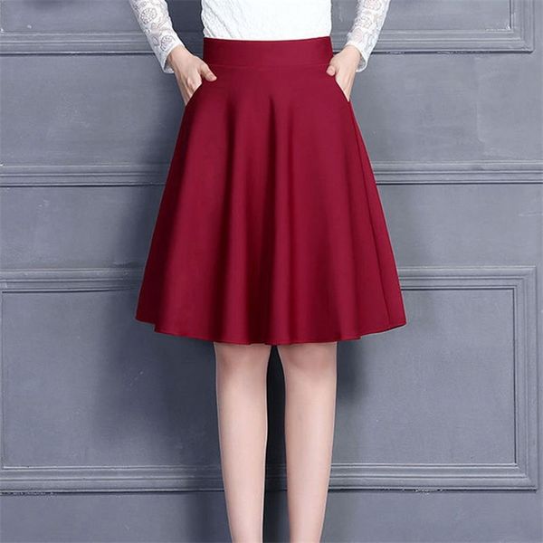 

pocket + safety pants spring and summer half-length skirt mid-length square dance skirt large size wild a-line mid skirt 210724, Black