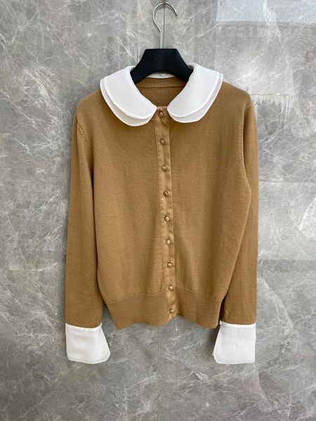 

women's knits & tees 2021 autumn casual women double collar wool knitted sweater cardigan for female 3 color tutu, White
