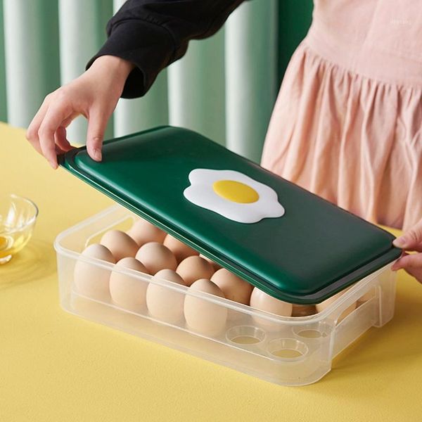 

storage bottles & jars clear covered egg holders for refrigerator holder tray box dispenser eggs containers 24 grids