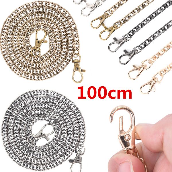

100cm / 120cm handbag metal chains diy purse chain with buckles shoulder bags straps handbag handles bag parts & accessories, Black