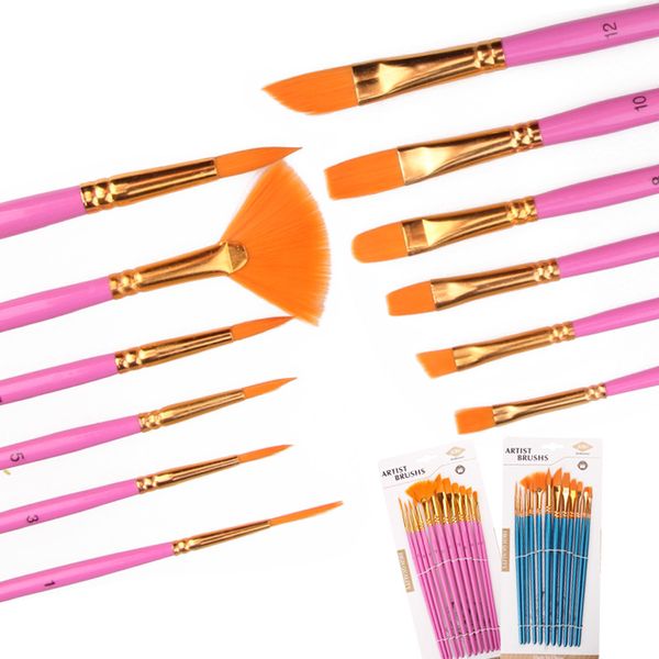 

12Pcs Multifunction Nylon Hair Artist Paint Brush Set Acrylic Oil Painting Watercolor Supplies Professional Art Supplies, Blue