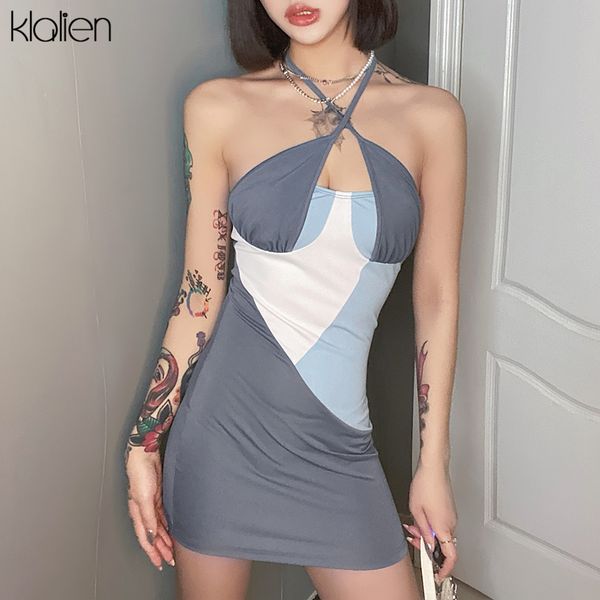 

women summer halter bandage mini dresses new casual stretch wild basic female dresses office lady streetwear, Black;gray