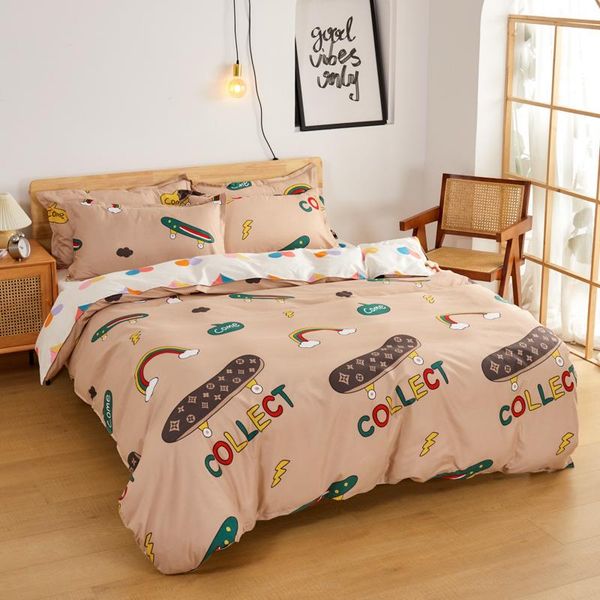 

bedding sets yellow rainbow skateboard cool luxury comforter set modern fashion king  twin size bed linen duvet cover gift