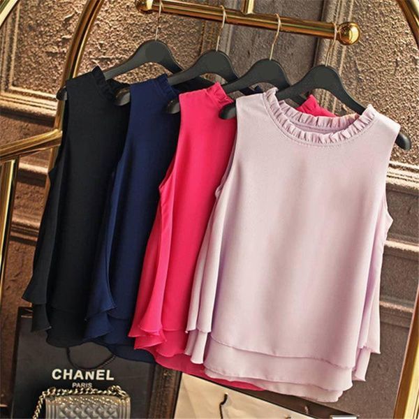 

women's blouses & shirts 2021 candy color office lady blouse brand fashion women streetwear o-neck ruffled neck chiffon shirt, White