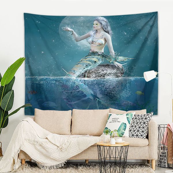 

polyester rectangle tapestries mermaid background tapestry mandala yoga home cloth beach towel living room wall decoration cloth eco friendl