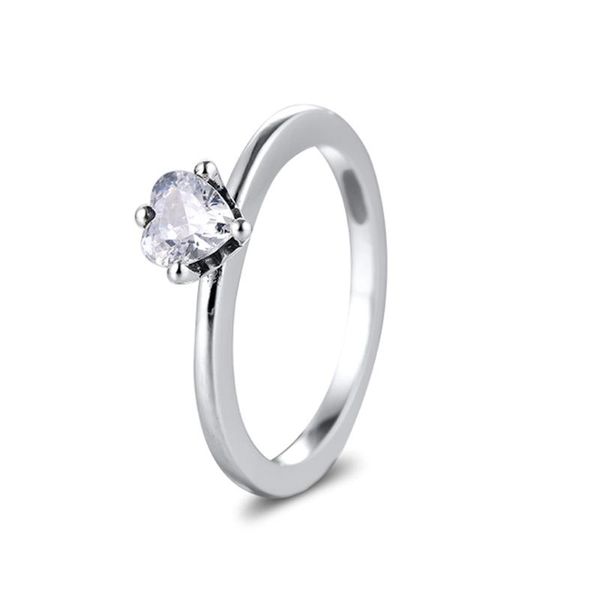 

cluster rings qandocci valentines clear heart solitaire ring femme 925 sterling silver wedding for women fashion jewelry anillos mujer, Golden;silver