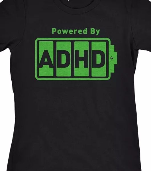 

powered by adhd funny t shirt tee medication meds, White;black