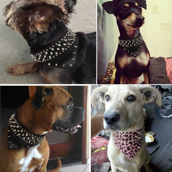 2 larghi collari a bandana per cani da compagnia Collare per cani con borchie a spillo in pelle Sciarpa Fazzoletto da collo adatto per cani di taglia media Pitbull Box323h