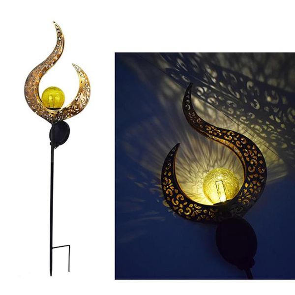 

solar light garden lights metal iron balls irregular cracked glass outdoor street lamp lawn lamps