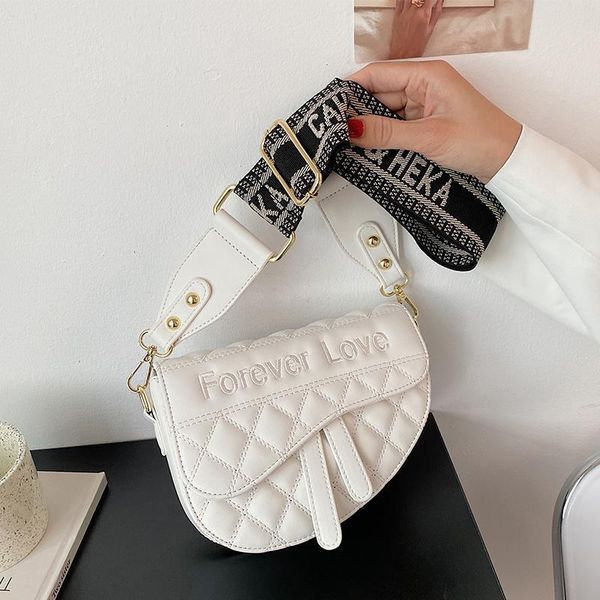 

evening bags women's shoulder crossbody bag saddle diamond lattice clamshell leather printing belt wholesale 2021 fashion female