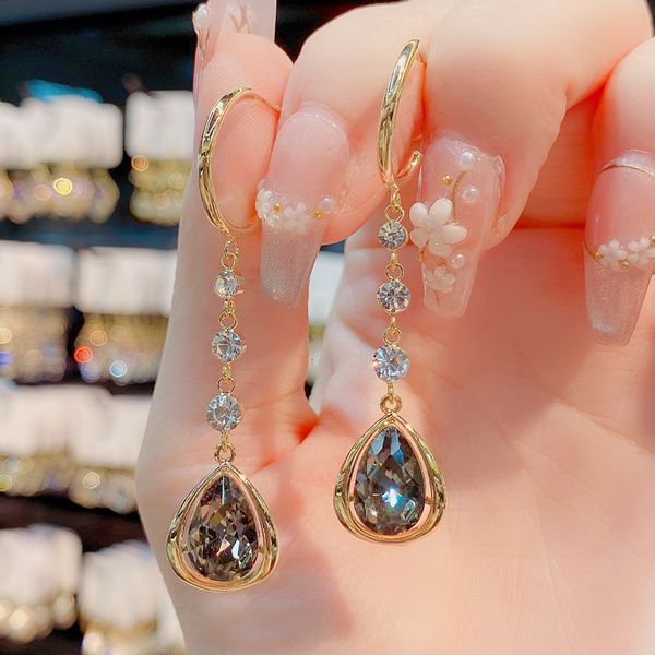 

dangle earrings east gate temperament fashion gray crystal drop women's s 925 silver needle net red personalized design sense of versat
