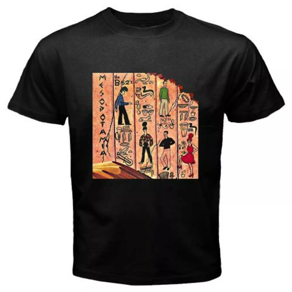 

new the b-52's mesopotamia logo men's black t-shirt size s-3xl, White;black