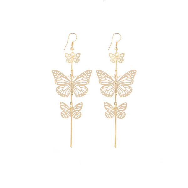 

fashion punk nightclub rock exaggerated hollow out butterfly earrings personalized earrings accessories, Golden