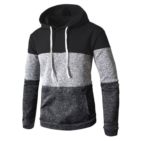

men's hoodies style color matching pullover hooded slim fit sports sweater jaet fashion, Black