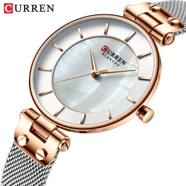 

wristwatches curren watch women ladies dress quartz wristwatch leather waterproof female watches girl clock relogio feminino, Slivery;brown