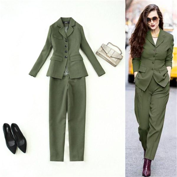 

fashion suit suits female plus size autumn winter armygreen casual + harem pants two-piece women women's two piece, White
