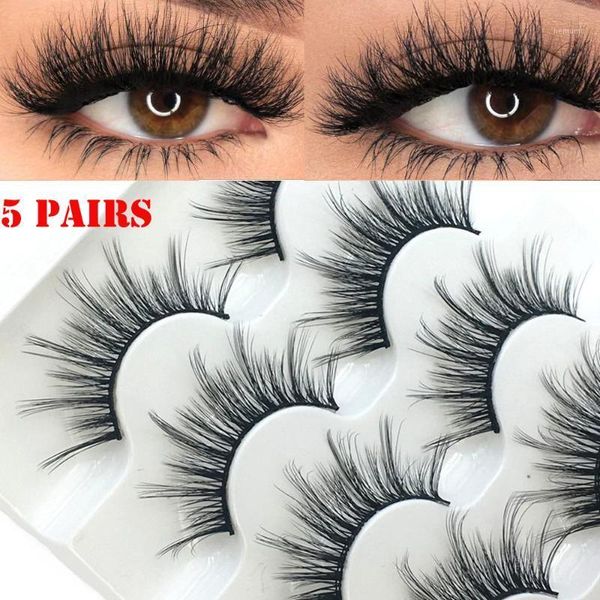 

5 pairs 3d faux mink hair false eyelashes criss-cross natural long eyelashe extension multi-styles handmade makeup tool1