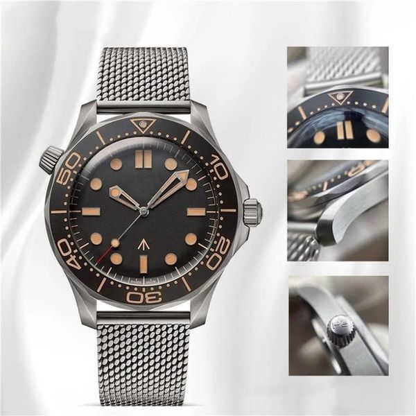 

wristwatches 904l mens automatic mechanical watch diver no time to die limited edition stainless steel matte ceramic bezel bracelet 1:1 42mm, Slivery;brown