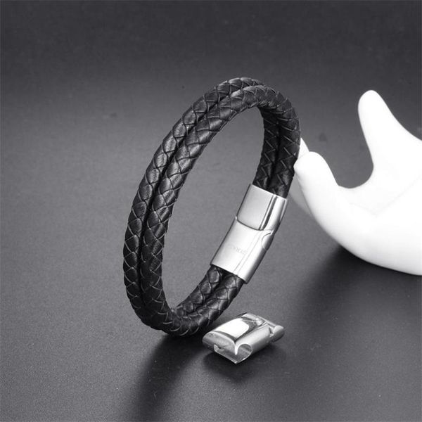 

charm bracelets men and women lovers leather rope weaving bracelet stainless steel three-piece buckle custom accessories wholesal, Golden;silver