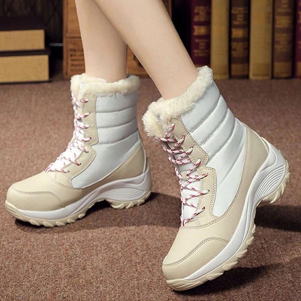 

boots women's winter style high plus size velvet cotton warm snow women gd9u, Black