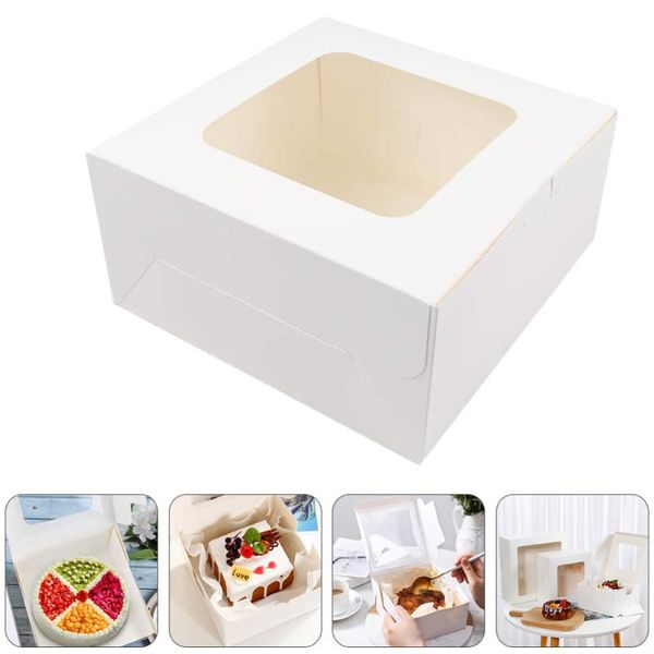 

5pcs dessert boxes cake package with window pastry (white) gift wrap