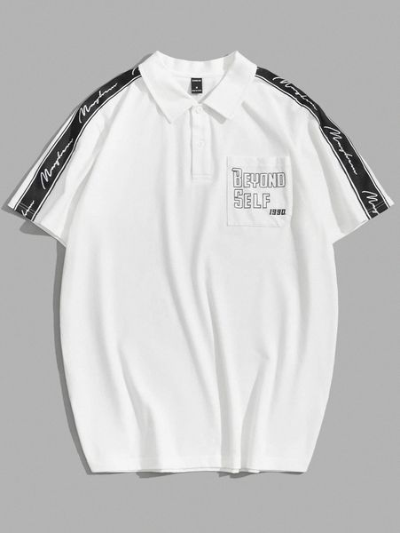 

men letter graphic pocket detail polo shirt 78mg#, White;black