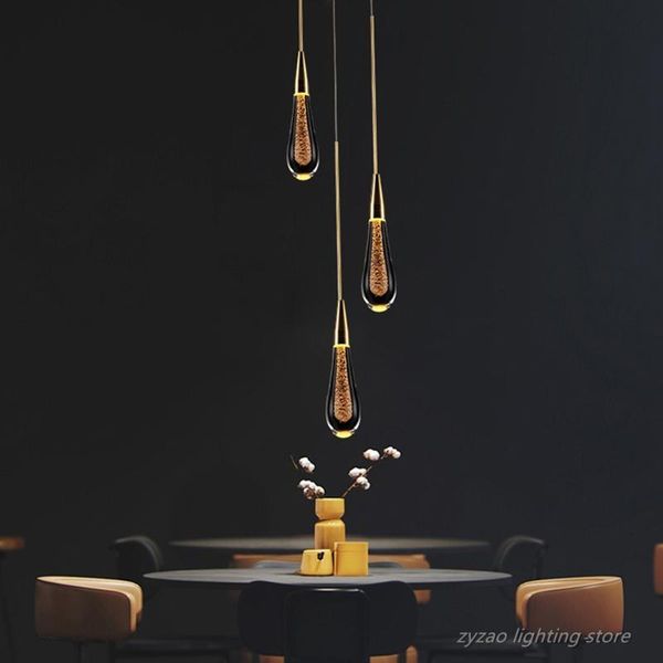 

pendant lamps modern simple led crystal lights loft staircase living room home decor lamp nordic villa hanging light fixtures