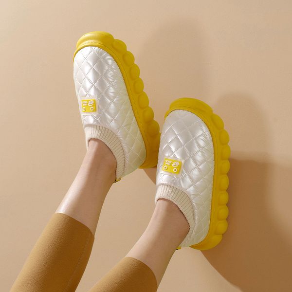 

women's thick soled women's winter household soft indoor warm h waterproof bag heel cotton shoes men's style, Black