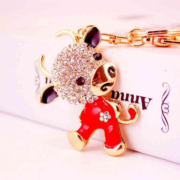 

chinese style key chain creative year of the ox 12 zodiac cute cartoon calf car metal pendant women's bag accessories
