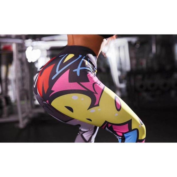 

women's exaggerated cartoons are full of personality, elastic, high waist and tight hip lifting plastic yo yoga outfit