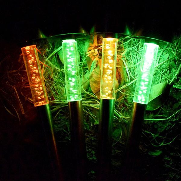 

5pcs solar powered acrylic bubble column light colorful outdoor garden lawn stakes lamps home courtyard yard art decor