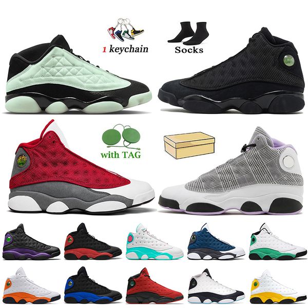 

new 2022 jumpman 13 13s basketball shoes low singles day black cat red flint houndstooth reverse bred court purple hyper royal sports mens t