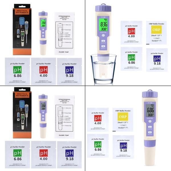 

meters professional digital water tester yy-600 ph/orp/temp 3 in 1 pen with ph&orp calibration powder buffer