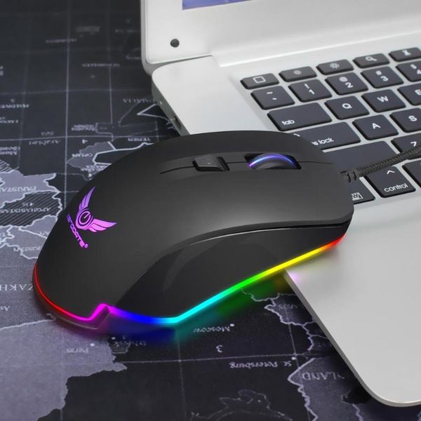 

2pcs gaming mouse 4800dpi programmable 6buttons optical mice breathing led