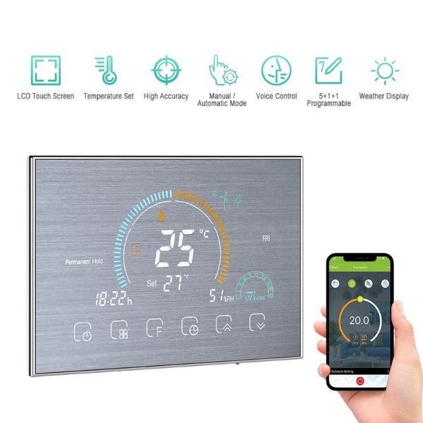 

smart home control bht 8000 ga/gb/gc wi-fi programmable thermostat voice app backlight lcd water/ gas boiler heating thermoregulator