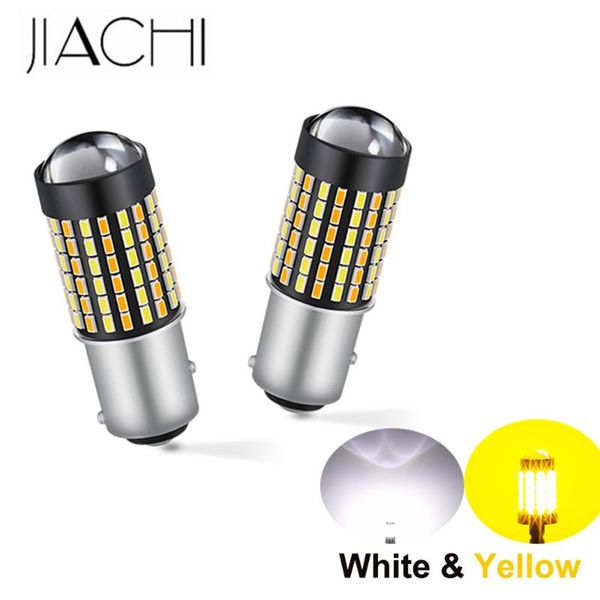 

emergency lights jiachi 100x ba15d 1157 py21w 3014 auto led bulbs dual switchback white/yellow drive turn signal lamps super bright 12-24v