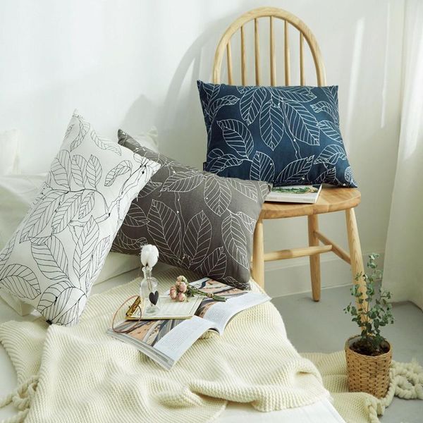 

cushion/decorative pillow 35x55/45x45cm deep blue/white/brown printed cushion cover cotton canvas waist case decorative for
