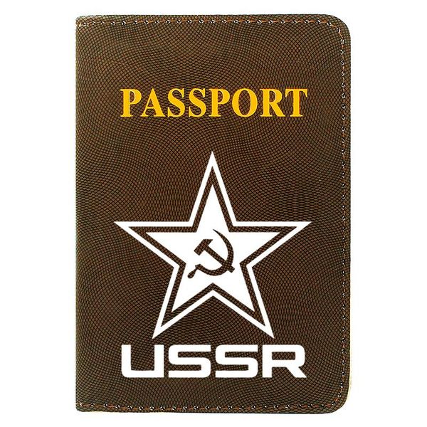 

card holders vintage classic urrs soviet union passport cover pu leather travel id holder pocket wallet bags, Brown;gray