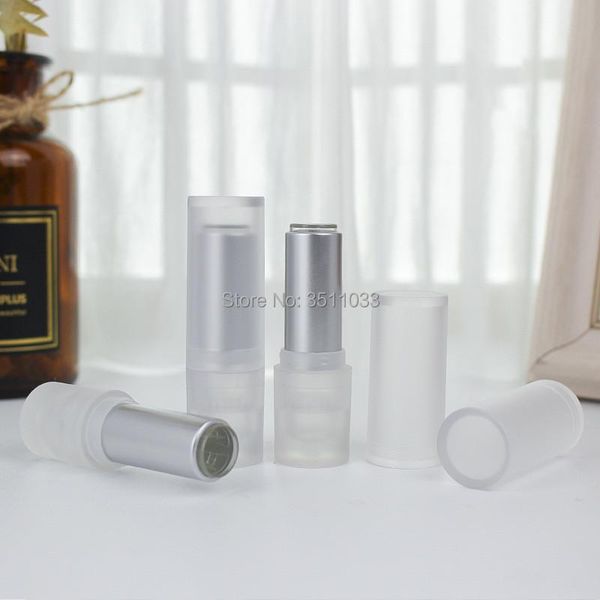 

storage bottles & jars 12.1mm round plastic silver cosmetic lipstick tube beauty lip rouge bottle empty frosted clear refillable