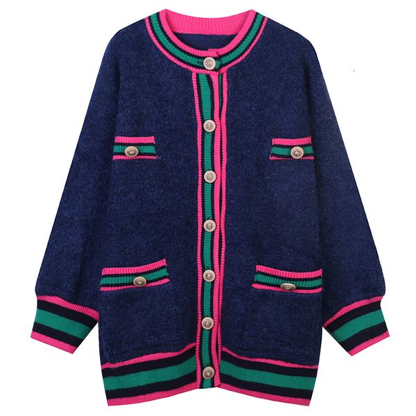 

women's jackets runway oversize christmas sweater fall winter women long sleeve o-neck striped thick loose knit cardigan jacket clothes, Black;brown