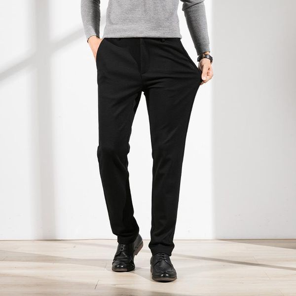

men's pants zhouzhi autumn and winter knitted casual style straight tube long korean jeans can be, Black