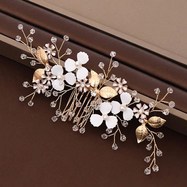 

hair clips & barrettes bride ornaments europe and the united states -selling flower comb gold hand-woven dressing ea, Golden;silver
