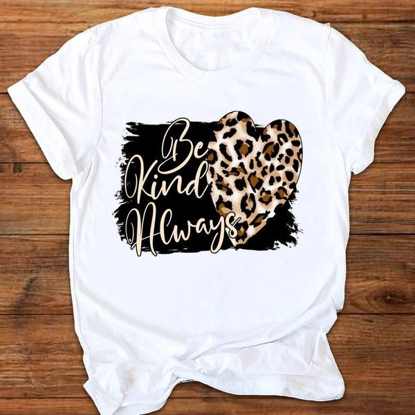 

women's t-shirt vrouwen grafische luipaard liefde mode korte mouw 90s dames afdrukken print kleding lady tees vrouwelijke womens, White
